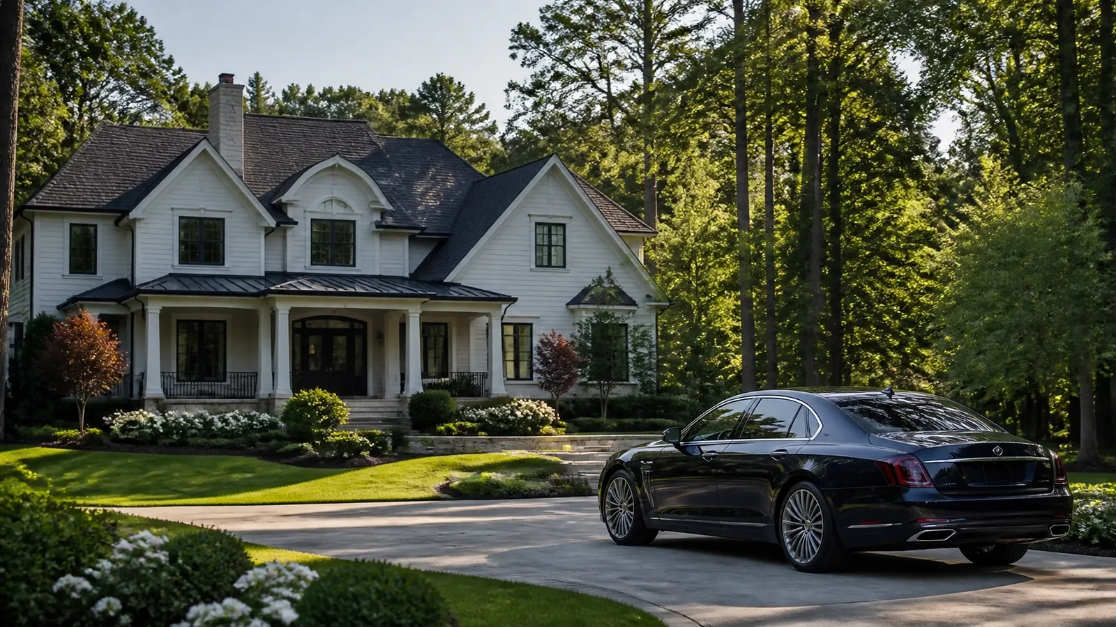 A welcoming home surrounded by mature trees